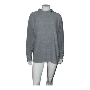 PINK Victoria's Secret Terry Knit Gray Sweater Dog Logo Oversized Medium EUC